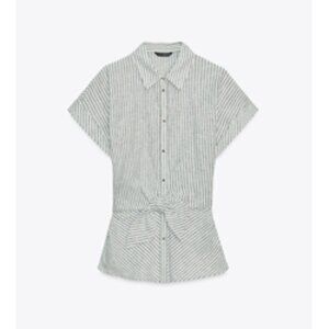 KNOTTED STRIPED LINEN SHIRT ZARA